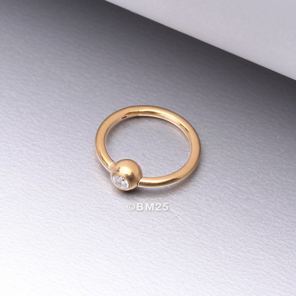 Pure24K Implant Grade Titanium Gem Ball CBR Style Seamless Clicker Ring - 8mm
